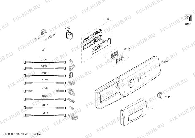 Схема №2 WM08A163II IQ100 с изображением Панель управления для стиралки Siemens 00708957