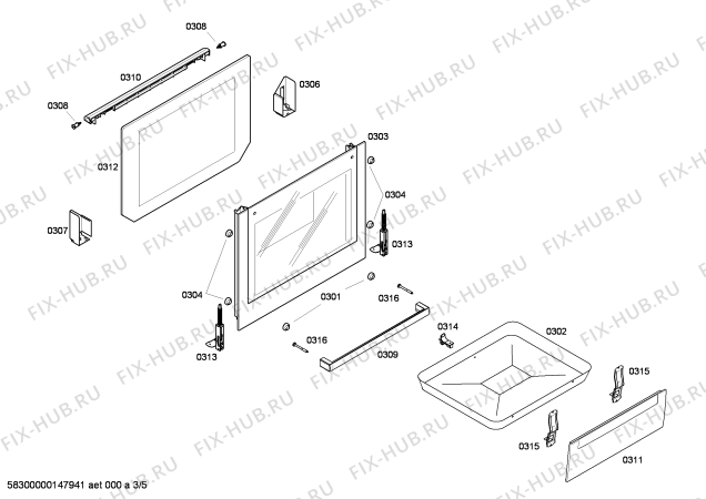 Взрыв-схема плиты (духовки) Bosch HCE422120C - Схема узла 03