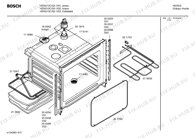 Схема №1 HEN215C с изображением Инструкция по эксплуатации для электропечи Bosch 00581259