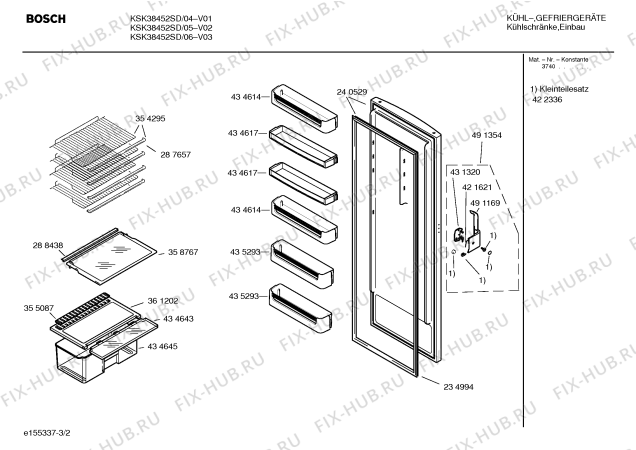 Схема №1 KGV31422 с изображением Поднос для холодильника Bosch 00435293