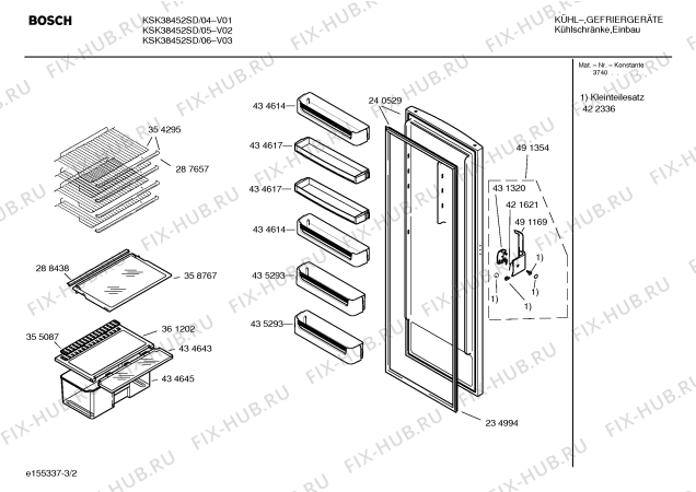 Схема №1 KG32E00SD с изображением Решетка для холодильной камеры Bosch 00354295