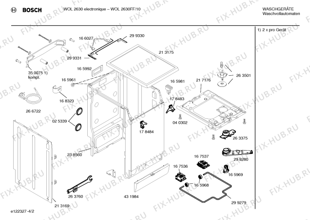 Схема №1 WOL120AEU EXCLUSIV WOL120A с изображением Инструкция по установке/монтажу для стиралки Bosch 00584442