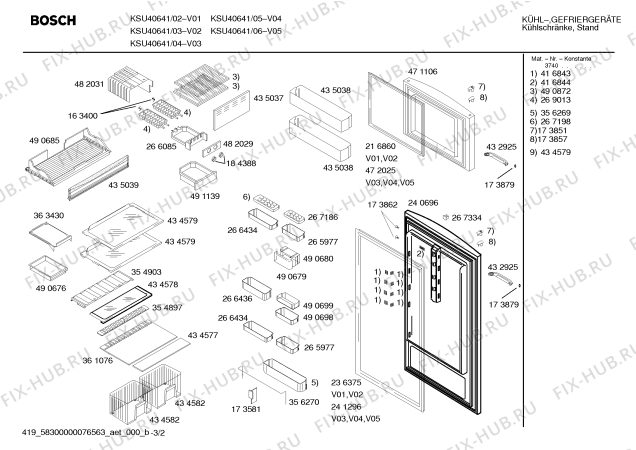 Взрыв-схема холодильника Bosch KSU40641 - Схема узла 02
