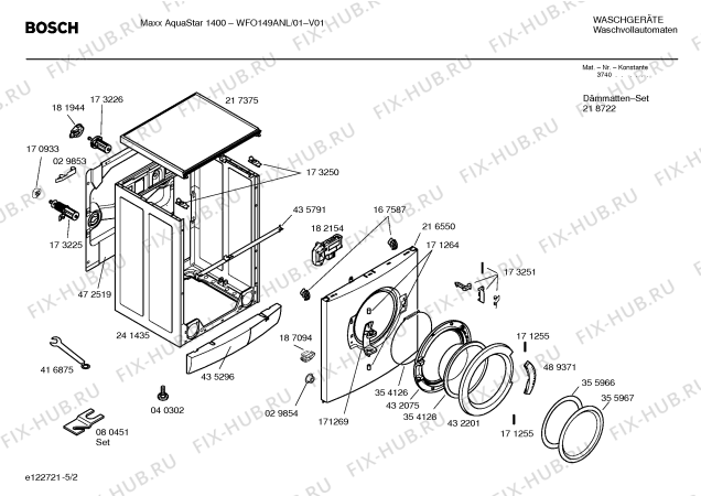 Взрыв-схема стиральной машины Bosch WFO149ANL Maxx AquaStar 1400 - Схема узла 02