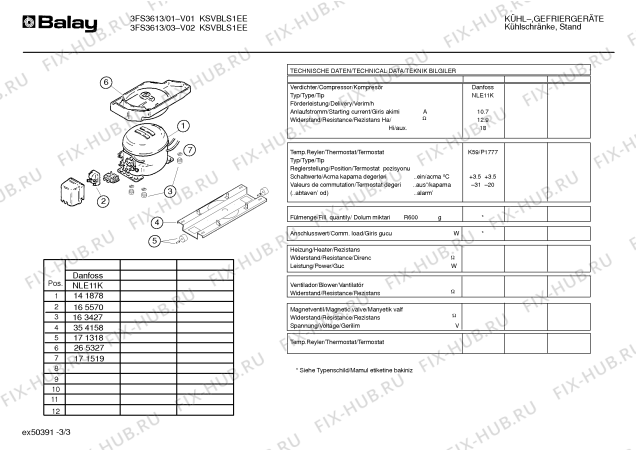 Взрыв-схема холодильника Balay 3FS3613 - Схема узла 03