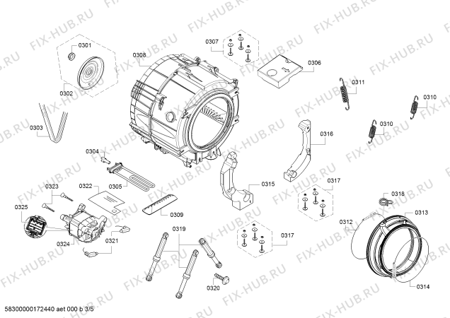 Взрыв-схема стиральной машины Bosch WAQ28383FF Avantixx 8 VarioPerfect - Схема узла 03