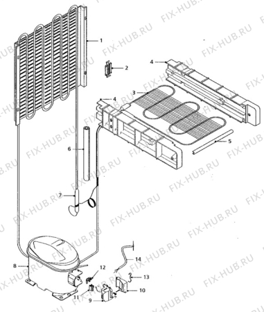 Взрыв-схема холодильника Zanussi ZF110T - Схема узла Cooling system 017