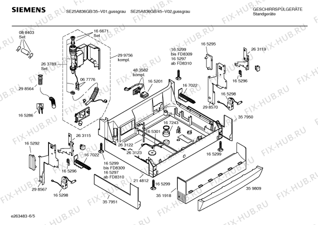 Взрыв-схема посудомоечной машины Siemens SE25A836GB avantgarde - Схема узла 05