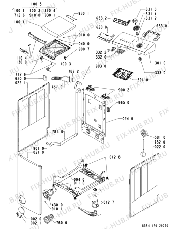 Схема №1 EV 1267 с изображением Обшивка для стиральной машины Whirlpool 481245310938