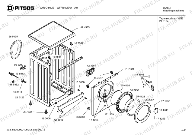 Схема №1 WFPI800E с изображением Панель управления для стиральной машины Bosch 00442505