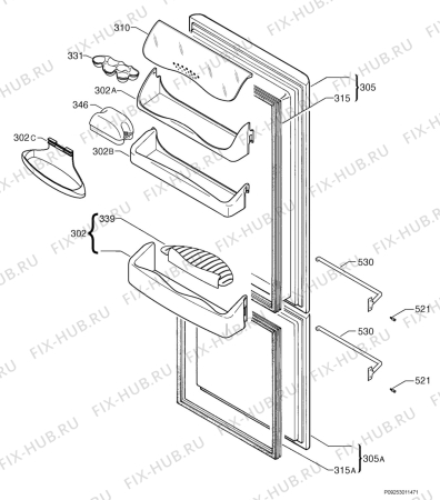 Взрыв-схема холодильника Rex RC200X - Схема узла Door 003