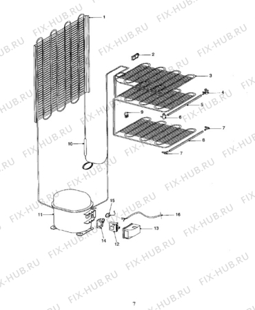 Взрыв-схема холодильника Tricity Bendix UF404W - Схема узла Cooling system 017