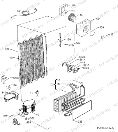 Взрыв-схема холодильника Rex Electrolux FI2210NVA+ - Схема узла Cooling system 017