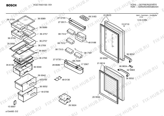 Схема №1 KGE70420 с изображением Поднос для холодильника Bosch 00480188