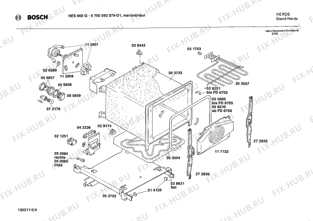 Схема №1 0750092079 HES660G с изображением Вал для плиты (духовки) Bosch 00056502
