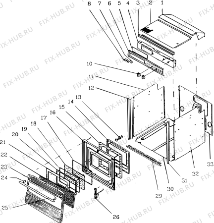 Взрыв-схема плиты (духовки) SCHOLTES FE854TA (F013066) - Схема узла
