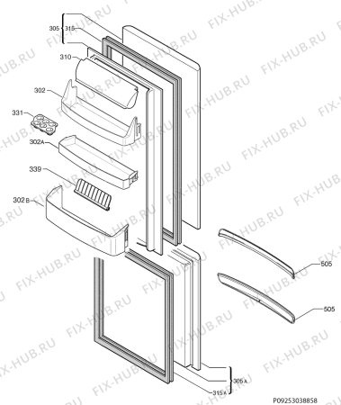 Взрыв-схема холодильника Electrolux ERB40033X1 - Схема узла Door 003