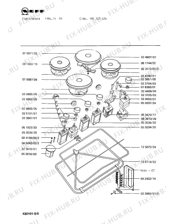 Взрыв-схема плиты (духовки) Neff 195303434 1194.11FK - Схема узла 05