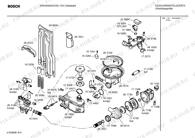 Взрыв-схема посудомоечной машины Bosch SRI43A05AU - Схема узла 04