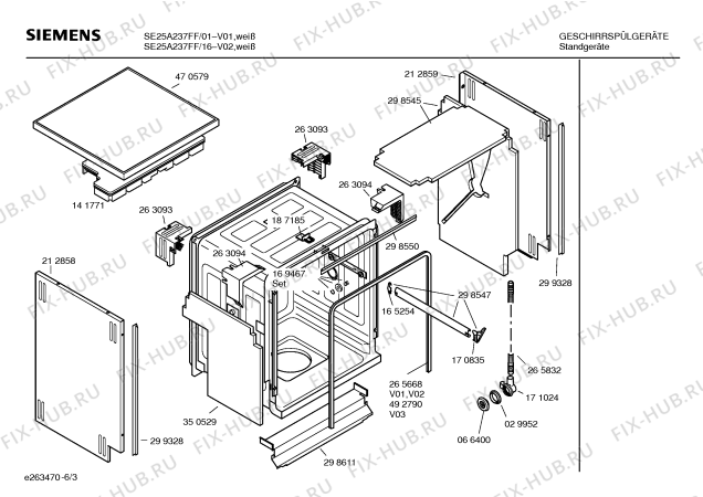 Взрыв-схема посудомоечной машины Siemens SE25A237FF - Схема узла 03
