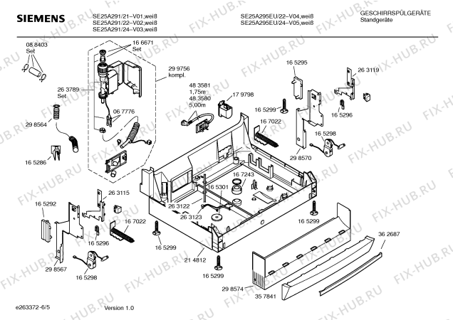 Схема №3 SE26A294EU с изображением Инструкция по эксплуатации для посудомоечной машины Siemens 00588564