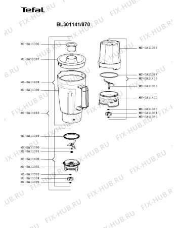 Взрыв-схема блендера (миксера) Tefal BL301141/870 - Схема узла ZP004391.9P2