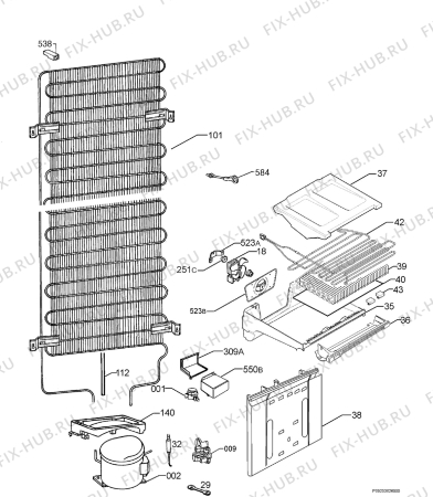 Взрыв-схема холодильника Zanussi Electrolux ZNB323W - Схема узла Cooling system 017