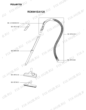 Взрыв-схема пылесоса Rowenta RO6941EA/120 - Схема узла RP005579.1P3