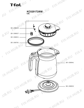 Схема №1 KO320172/6M с изображением Крышечка для чайника (термопота) Seb SS-200831