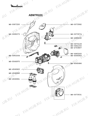 Взрыв-схема блендера (миксера) Moulinex ABM7R2(0) - Схема узла JP000642.7P2