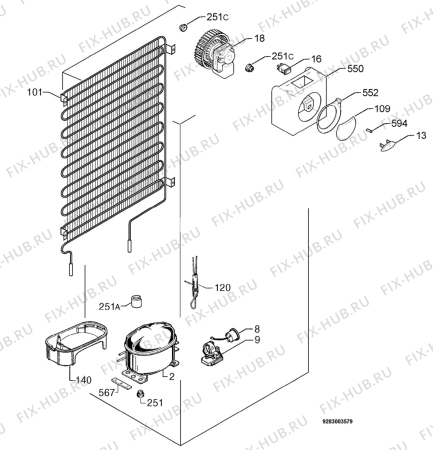 Взрыв-схема холодильника Zanussi ZD29/8DL3 - Схема узла Cooling system 017