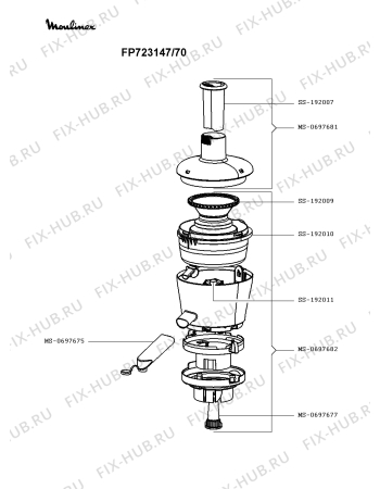 Взрыв-схема кухонного комбайна Moulinex FP723147/70 - Схема узла AP003309.4P4
