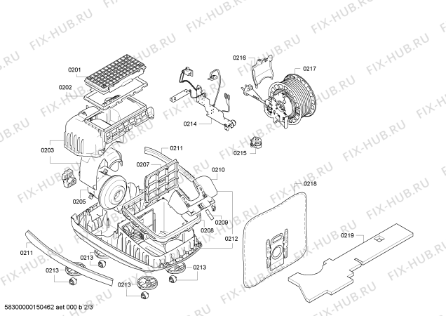 Взрыв-схема пылесоса Bosch BSGL52242 BOSCH Free'e 2200W ProAnimal Hair - Схема узла 02