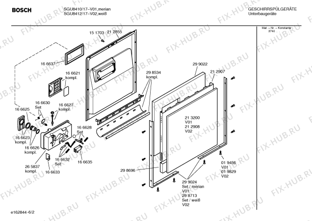 Взрыв-схема посудомоечной машины Bosch SGU8410 Exclusiv - Схема узла 02