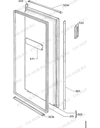 Взрыв-схема холодильника Zanussi ZFV190P - Схема узла Door 003