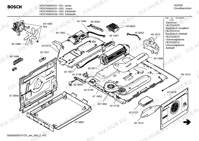 Взрыв-схема плиты (духовки) Bosch HEN760650 - Схема узла 02