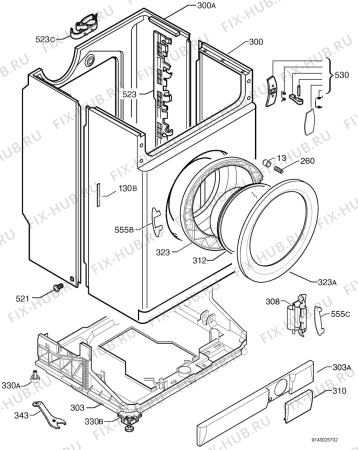 Взрыв-схема стиральной машины Aeg Electrolux L72805 - Схема узла Housing 001