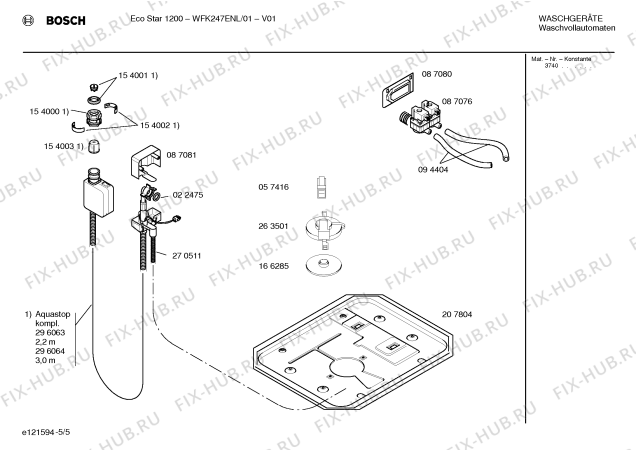 Взрыв-схема стиральной машины Bosch WFK247ENL Eco Star 1200 - Схема узла 05