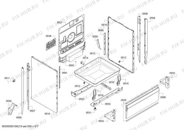 Взрыв-схема плиты (духовки) Bosch HCA743350G - Схема узла 05