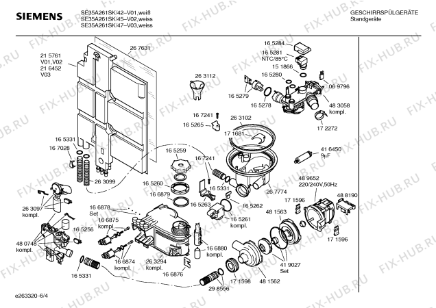 Взрыв-схема посудомоечной машины Siemens SE35A261SK - Схема узла 04