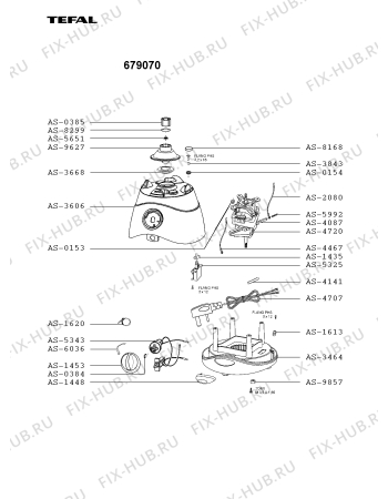 Взрыв-схема блендера (миксера) Tefal 679070 - Схема узла 9P001530.9P2