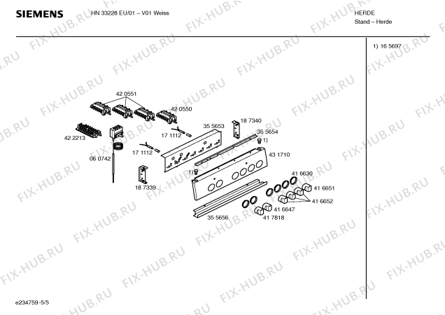 Схема №2 HN33228EU с изображением Ручка управления духовкой для плиты (духовки) Siemens 00417818