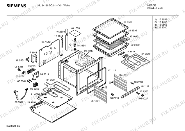 Взрыв-схема плиты (духовки) Siemens HL24126SC - Схема узла 03