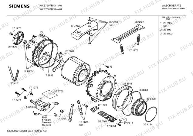 Схема №1 WXB820TR Siwamat XB 820 с изображением Наклейка для стиралки Siemens 00425680