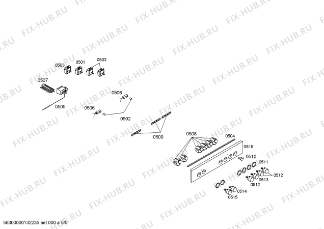 Схема №1 HLN423021E с изображением Панель управления для плиты (духовки) Bosch 00668287