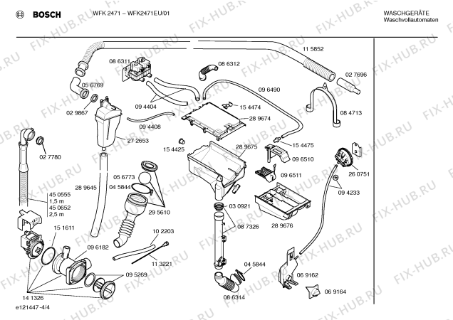 Схема №1 WFK2001 с изображением Таблица программ для стиралки Bosch 00520813