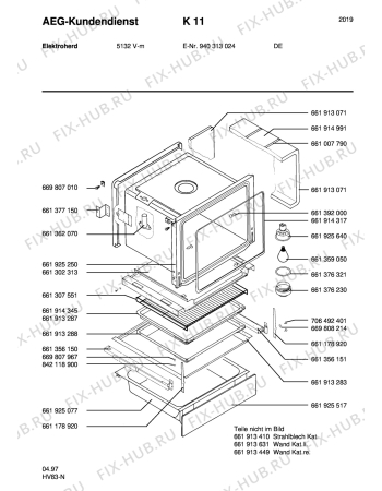 Взрыв-схема плиты (духовки) Aeg 5132V-M - Схема узла Section2