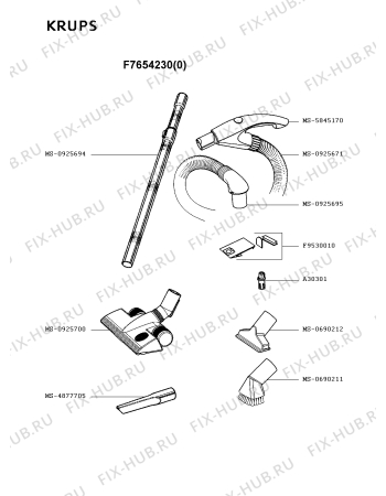 Взрыв-схема пылесоса Krups F7654230(0) - Схема узла PP002338.9P2