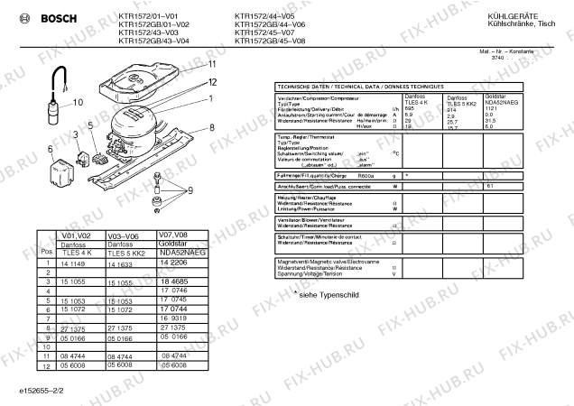 Взрыв-схема холодильника Bosch KTR1572GB - Схема узла 02