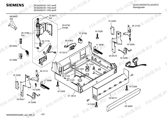 Взрыв-схема посудомоечной машины Siemens SE26292 - Схема узла 05
